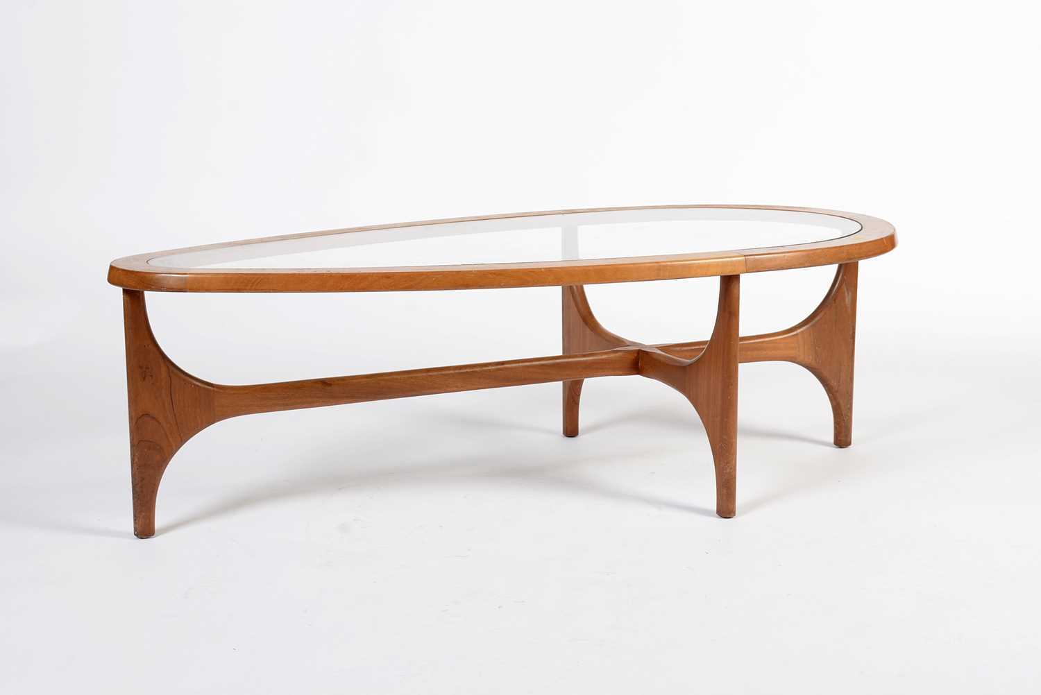 Stateroom by Stonehill: a mid-Century teak and glass coffee table of teardrop form - Image 3 of 8