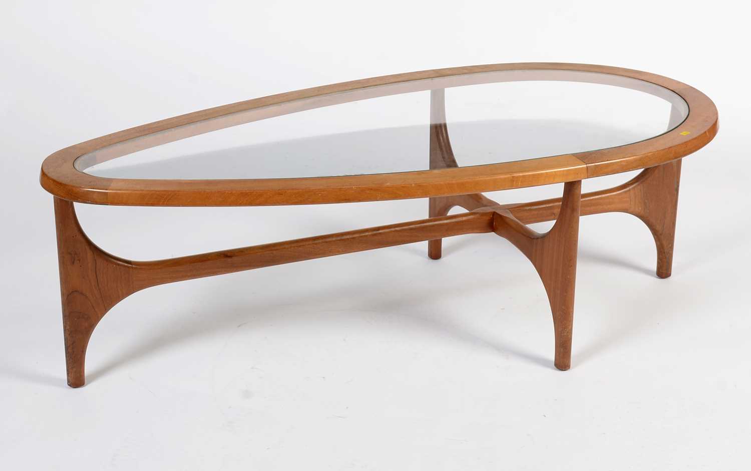 Stateroom by Stonehill: a mid-Century teak and glass coffee table of teardrop form - Image 2 of 8