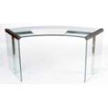 Gallotti and Radice: A contemporary glass and chrome writing desk with filing cabinet