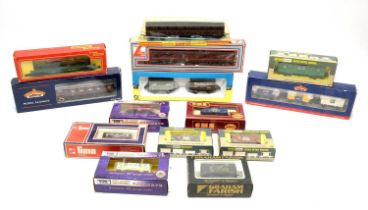 Selection of 00-gauge boxed trains and wagons, various makers.