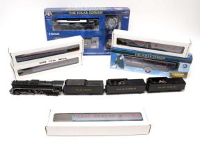 The Polar Express locomotives and rolling stock.