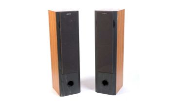 A pair of Sony floor standing speakers