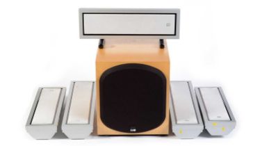 Five B&W surround-sound speakers and a sub-woofer