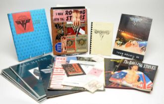 A collection of Van Halen and Rolling Stones ephemera and memorabilia
