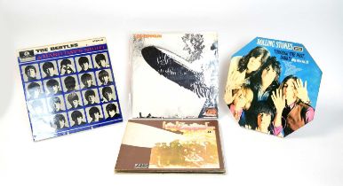 Led Zeppelin, Rolling Stones, and Beatles LPs