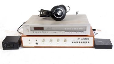 A Pro-Ject Phono Box, a Sony FM tuner, a Winton amplifier, and other hi-fi components