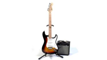 Squier Stratocaster and Squier Frontman 10G amp