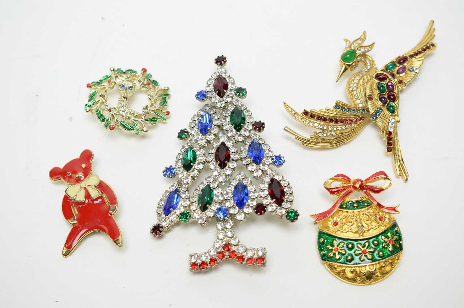 Post-War kitsch Christmas costume jewellery