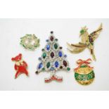 Post-War kitsch Christmas costume jewellery