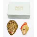 Two 1930s "fabulous faces" brooches including silver screen star Marlene Dietrich
