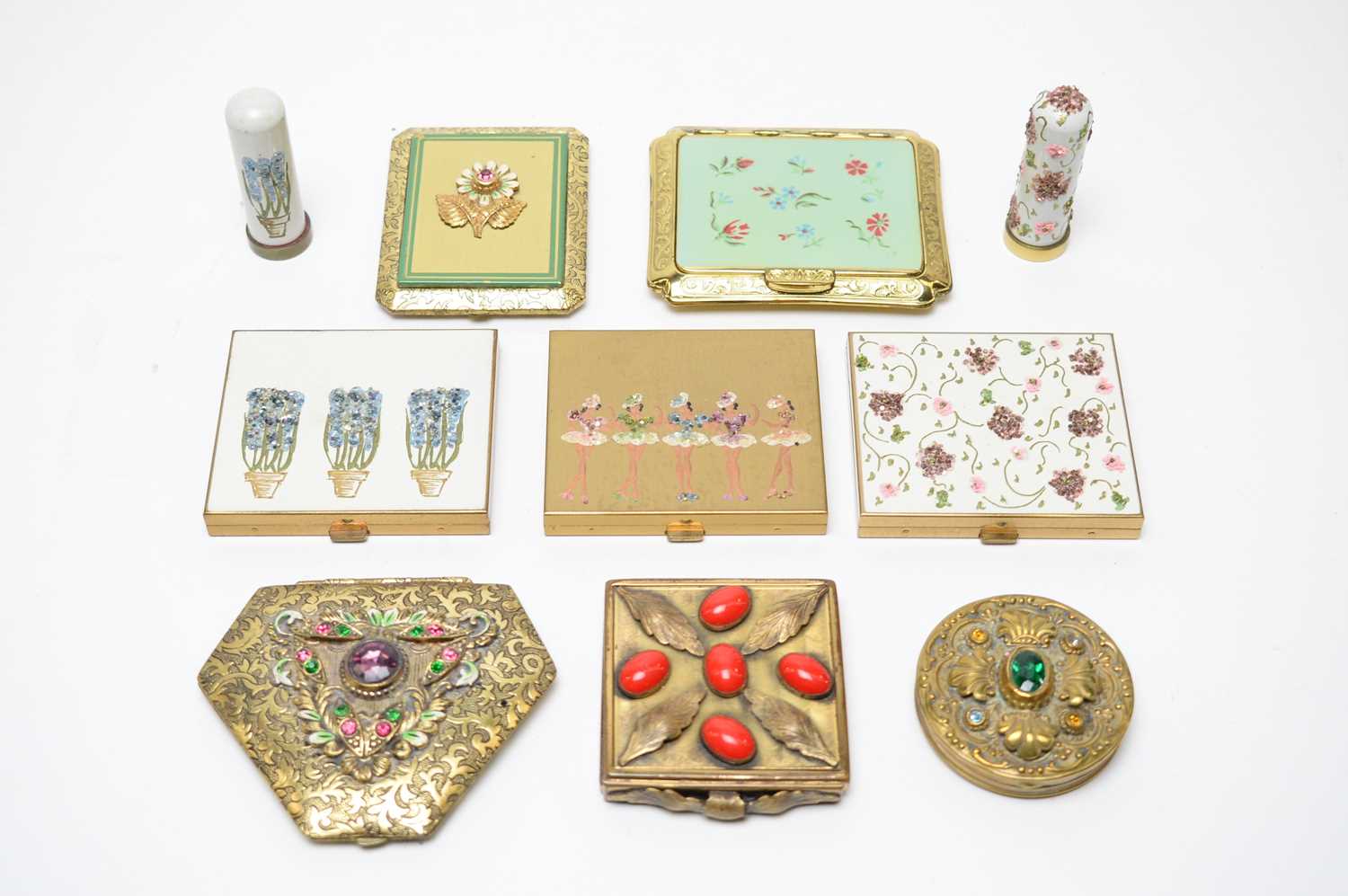 Late 1930s jewelled and glitter-encrusted powder compacts - Image 2 of 7