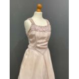 A 1940s pale cinder rose ribbed satin evening dress