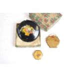 1920s powder compacts depicting baskets of blooms