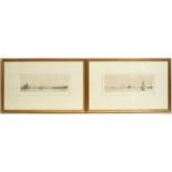 Harold Wyllie - Two panoramic marine views | etchings