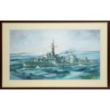 Tom Dack - Battleship D73 | watercolour