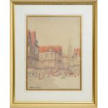 Victor Noble Rainbird - A Normandy Market Place, Evreux | watercolour