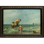 19th Century British - Caught by the Tide | oil