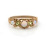 An opal and peridot ring