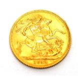 A George V gold sovereign, 1913