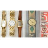 An Omega De Ville gilt cased wristwatch, and two Swatch watches and others