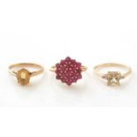 Three gem set rings