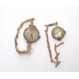 Two early 20th Century ladies' yellow metal wristwatches
