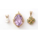 Three gem set pendants