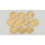 ﻿ten Elizabeth II gold sovereigns: 6x 1963 and 4x 1966