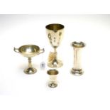 A silver chalice cup, and others