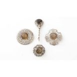 Four Scottish silver and citrine brooches