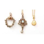 Three opal pendants