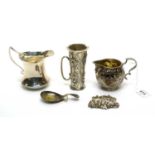 A silver cream jug; a Dutch silver jug and other items