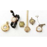 A selection of gold cased watches