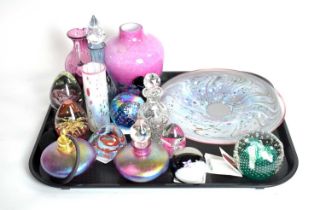 A collection of art glass ware; and other items