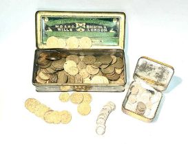 A collection of George III gaming tokens and 3d bits