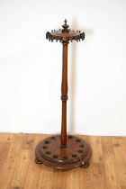 A late Victorian mahogany revolving billiard cue stand