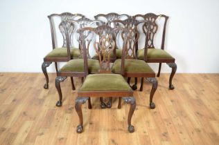 A set of six George III style mahogany dining chairs