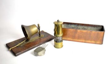 An antique brass doorbell; and other wares