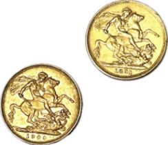 Two Queen Victoria gold sovereigns