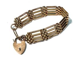 A 9ct yellow gold gate-link bracelet