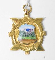 Gold cycling fob medal