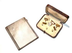 A pair of 18ct yellow gold cufflinks, and other items