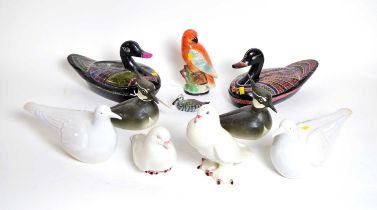 A selection of decorative bird figures