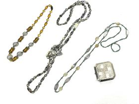 Three 1920s Art Deco costume necklaces