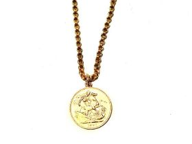 A Queen Victoria gold sovereign pendant on chain