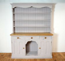 A contemporary painted pine kitchen dresser