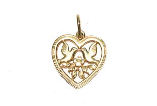 A gold lovebird pendant