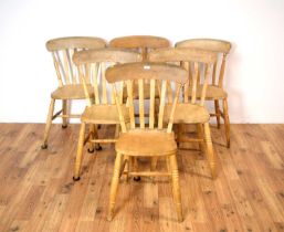 A set of six late 20th Century pine kitchen chairs