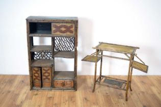 A late 19th Century bamboo folding occasional table in the aesthetic taste with another