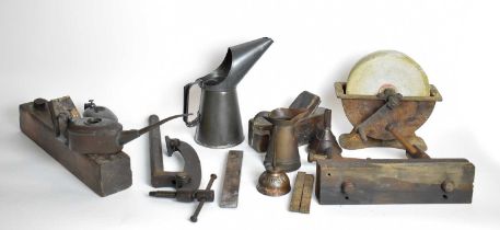 A collection of wood-working tools and accessories